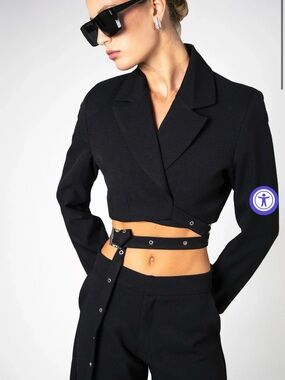 Non Challant Black Tailored Blazer with Waist belt